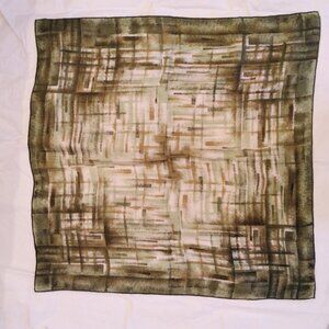 Vintage 1960s Green Patterned Square Scarf